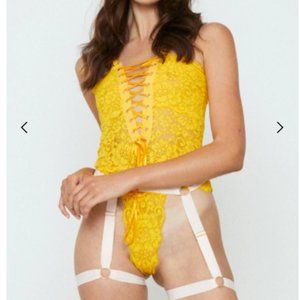 NWT HAH Spinster Reversible Lace Bodysuit Marigold XS : We are HAH